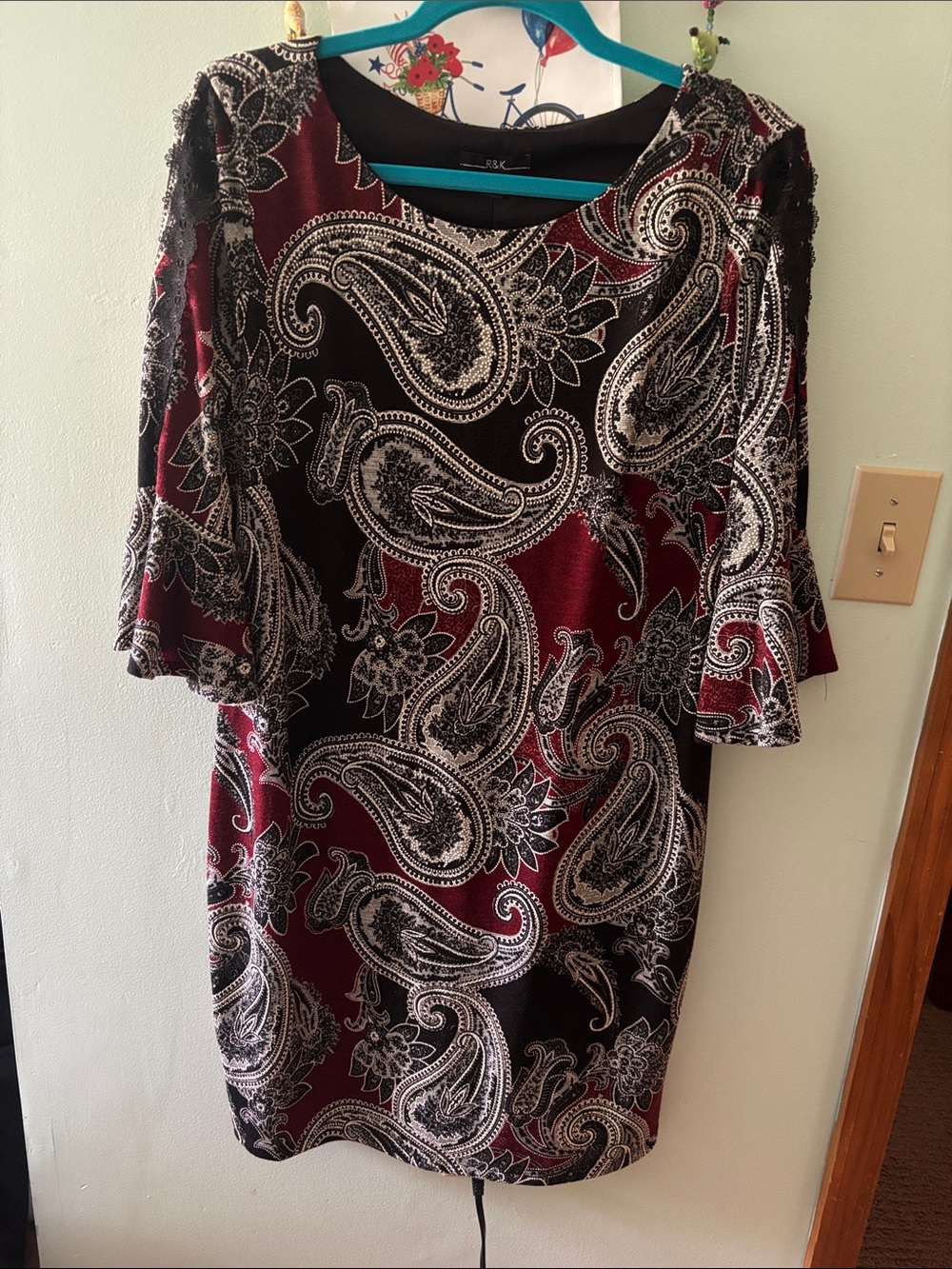 R&K Paisley Midi Dress in Burgundy and Black